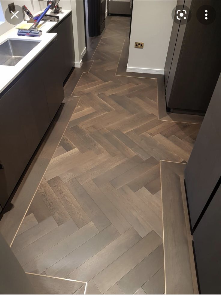 kitchen herringbone flooring
