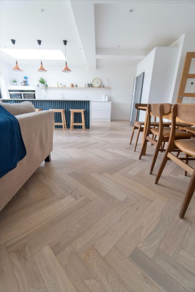 light herringbone wood floor
