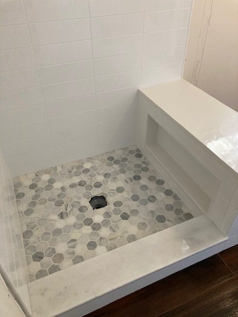 shower floor tile installation rotated