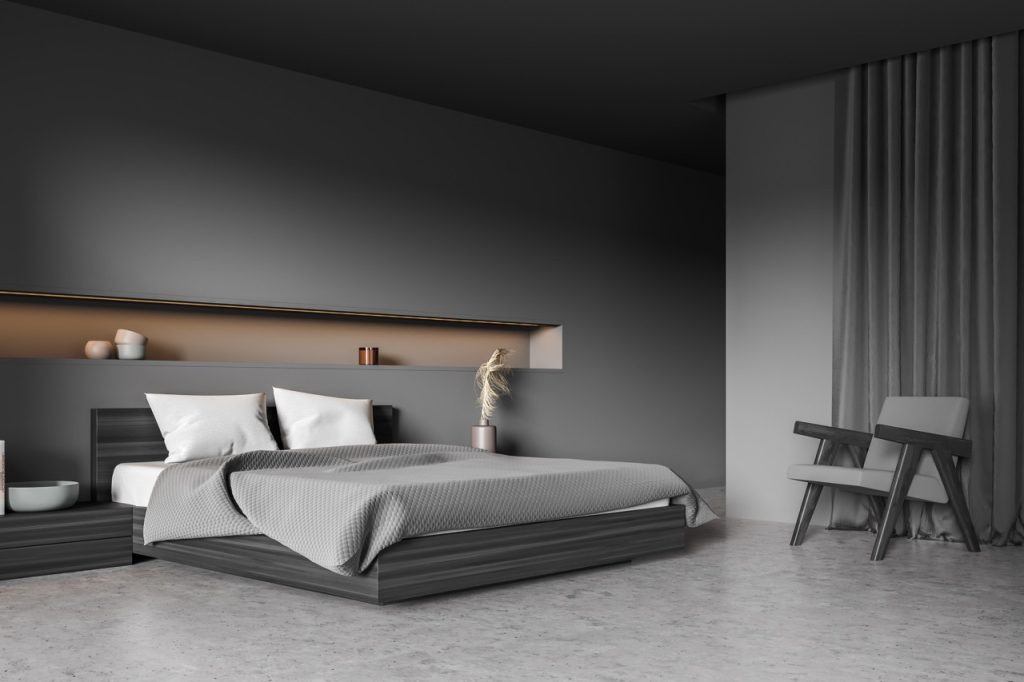 Bedroom With Elegant Vinyl Floor