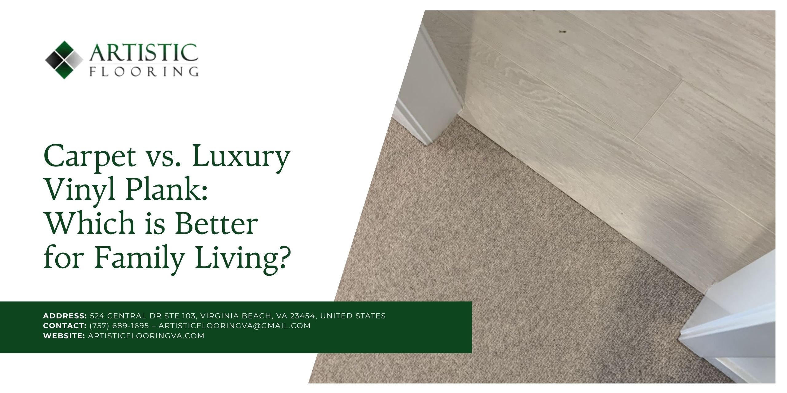 Better flooring between Carpet vs. Luxury Vinyl Plank for Family in Virginia Beach