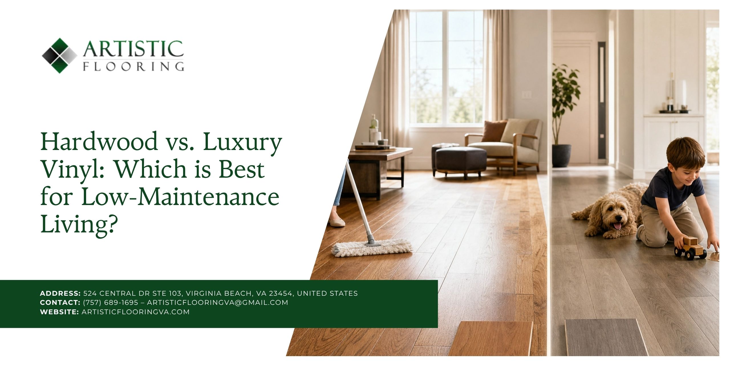 Hardwood vs. Luxury Vinyl | Low-maintenance floor between Hardwood and luxury vinyl